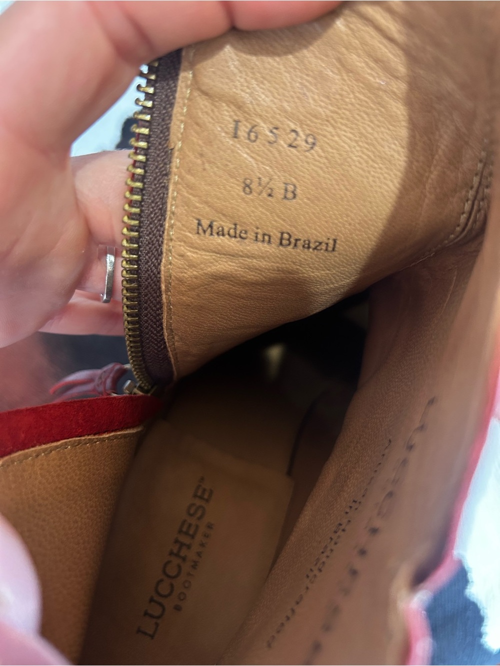 Lucchese Red Leather Cowboy Ankle Booties - Picture 6 of 7
